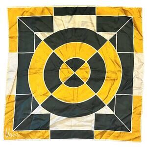 Vintage VERA Neumann Scarf ~ Green & Yellow Abstract  ~ 22" x 22" Made in Japan